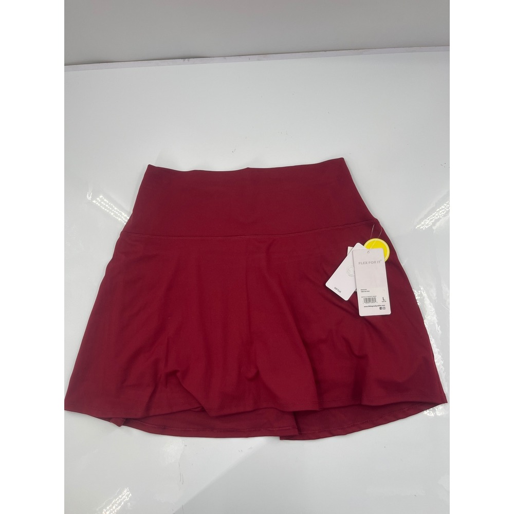 90 Degree by Reflex Softlux Topspin Skort Tibetan Red Super Hi Waist Large NWT